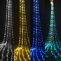Новорічна гірлянда XMAS  LED Водоспад 168 RGB, 2х2 м, багатобарвне мерехтіння, святкове декоративне освітлення для дому та фасаду